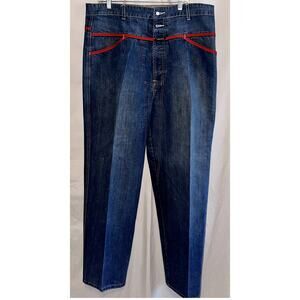 Vintage Marithe Francois Girbaud Men Sz 38M Baggy Wide Leg Red Trim 90s Y2K Jean